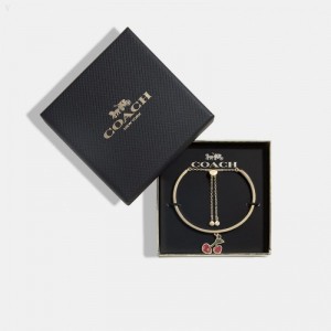 Coach Heart Cherry Slider Bracelet - Women's Jewelry - Gold / Red | GZAW2928