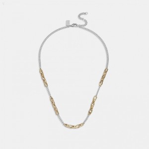 Coach Signature Mixed Chain Necklace - Women's Jewelry - Gold / Silver | ANCG1919