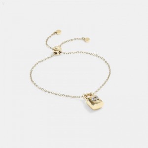 Coach Signature Padlock Slider Bracelet - Women's Jewelry - Gold / Silver | QAQL9867