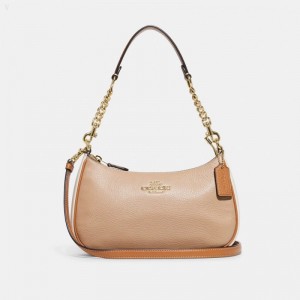 Coach Teri Shoulder Bag In Colorblock - Women's Shoulder Bags - Gold / Taupe Multicolor | AXLJ4679