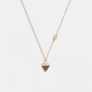 Coach Ice Cream Cone Pendant Necklace - Women's Jewelry - Gold / White | BKQS2909
