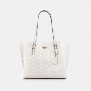 Coach Mollie Tote In Signature Canvas - Women's Tote Bags - Gold / White | GYDC3233