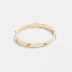 Coach Pegged Signature Hinged Bangle - Women's Jewelry - Gold / | WUIG6913