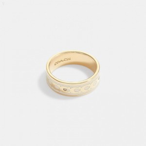 Coach Signature Enamel Ring - Women's Jewelry - Gold / | JDIC3421