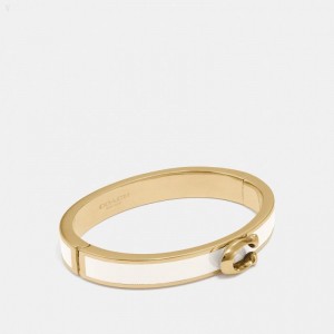 Coach Signature Push Hinged Bangle - Women's Jewelry - Gold / | CRDL6401