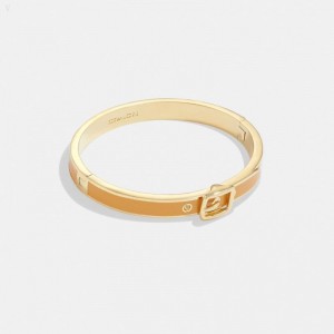 Coach Buckle Hinged Thin Bangle - Women's Jewelry - Gold / Yellow | YKRP2991