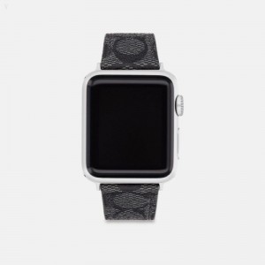 Coach Apple Watch® Strap,38 Mm And 40 Mm - Women's Watches - Graphite | BYRU5560