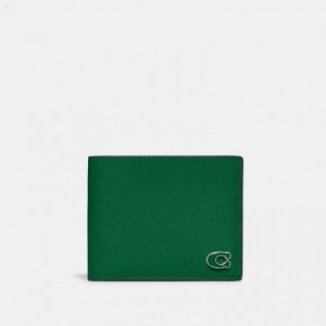 Coach 3 In 1 Wallet With Signature Canvas Interior - Men's Wallets - Green | EUOS0213