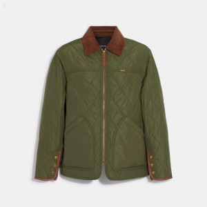 Coach Quilted Jacket - Men's Jackets - Green | QXOH1168