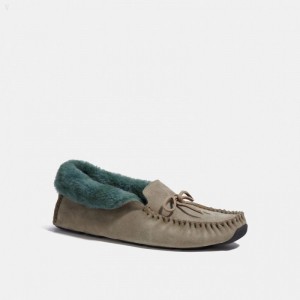 Coach Shearling Driver - Men's Flat Shoes - Green | QBVT0323