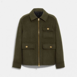 Coach Short Wool Coat - Men's Coats - Green | IDMP7390