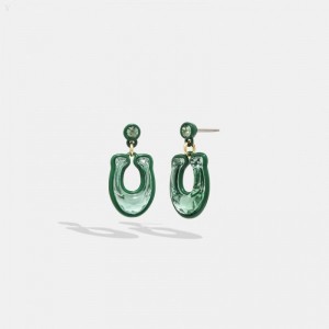 Coach Faceted Crystal Signature Drop Earrings - Women's Jewelry - Green | EPJJ1449