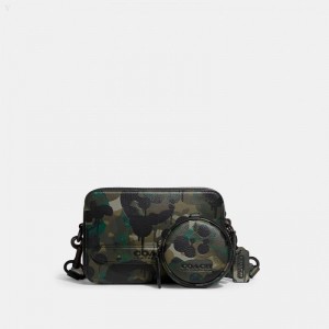 Coach Charter Crossbody With Hybrid Pouch With Camo Print - Men's Crossbody Bags - Green / Blue | VAGA7917