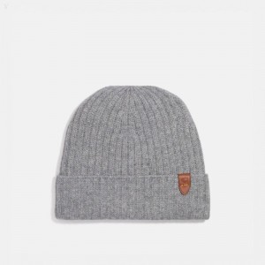 Coach Cashmere Beanie - Men's Hats - Grey | AEIU3816