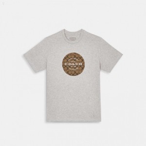 Coach Signature T Shirt - Men's T Shirts - Grey | LPJB0469
