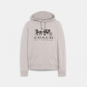 Coach Horse And Carriage Hoodie In Organic Cotton - Women's Tops - Grey | ZLTW3587