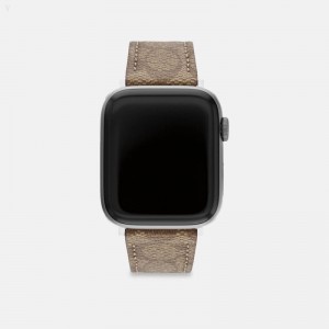 Coach Apple Watch® Strap,42 Mm And 44 Mm - Men's Watches - Khaki | OEVY6622