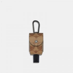 Coach Hand Sanitizer Holder In Signature Canvas - Men's Accessories - Khaki | VZFJ2802