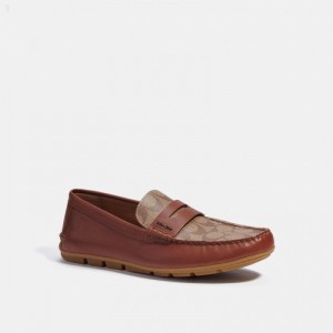 Coach Mott Driver - Men's Flat Shoes - Khaki | SXIG7247