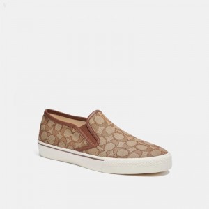 Coach Slip On Skate Sneaker - Men's Sneakers - Khaki | VEUV9309