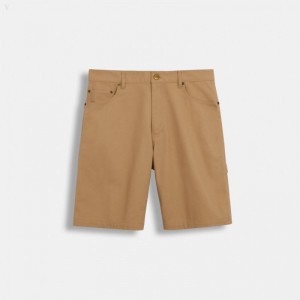 Coach Twill Shorts - Men's Shorts - Khaki | BQOM6458
