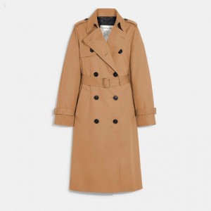 Coach Trench - Women's Coats - Khaki | CXHY3506