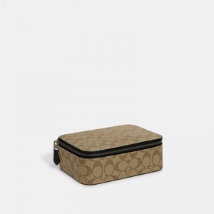 Coach Tech Organizer In Colorblock Signature Canvas - Men's Accessories - Khaki / Black | ZKBW4169