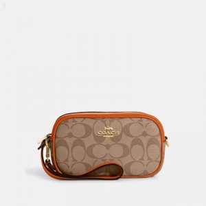 Coach Jamie Wristlet In Signature Canvas - Women's Crossbody Bags - Khaki / Canyon Multicolor | HMTE2862