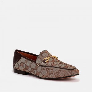 Coach Haley Loafer - Women's Loafers - Khaki / Mahogany | OLXF2002