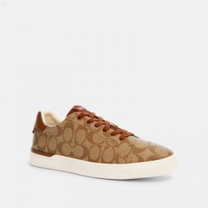 Coach Clip Low Top Sneaker - Men's Sneakers - Khaki / Saddle | MJSH1433