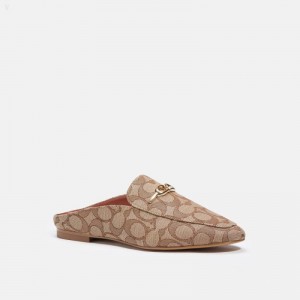 Coach Sienna Slide - Women's Sandals - Khaki / Saddle | PMYB0462