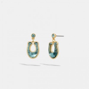 Coach Faceted Crystal Signature Drop Earrings - Women's Jewelry - Light Blue | YGZE6895