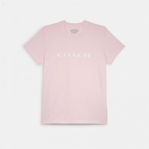 Coach Essential T Shirt In Organic Cotton - Women's T Shirts - Light Pink | NNJL2346