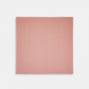 Coach Signature Oversized Square Scarf - Women's Scarves - Light Pink | OEJJ1774