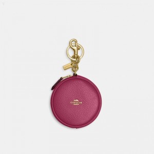 Coach Circular Coin Pouch Bag Charm - Women's Accessories - Light Raspberry | IMUE5902
