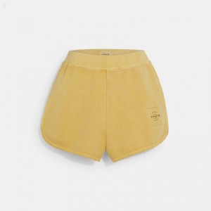 Coach Garment Dye Retro Sweatshorts - Women's Shorts - Light Yellow | NCGN1210