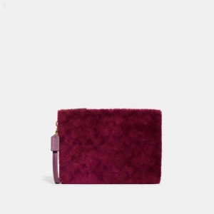 Coach Charter Pouch In Signature Shearling - Men's Accessories - Magenta | ZRCS3315