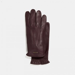 Coach Tech Napa Gloves - Men's Gloves - Mahogany Brown | ZTOA7647