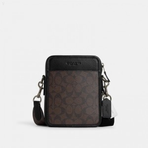 Coach Sullivan Crossbody In Signature Canvas - Men's Crossbody Bags - Mahogany / Black | WRQA0853