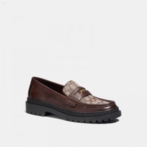 Coach Loafer With Signature Jacquard And Signature Coin - Men's Loafers - Maple | HBOG9934