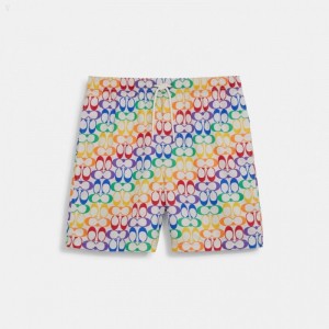 Coach Rainbow Signature Swim Trunks - Men's Shorts - Multicolor | MOFR8446