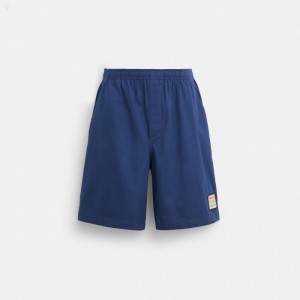 Coach Drawstring Shorts With Patches - Men's Shorts - Navy | AZHS9933