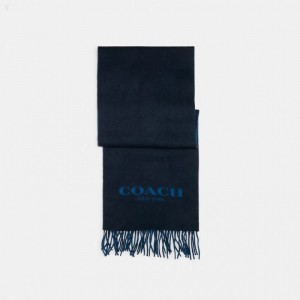 Coach Signature Scarf - Men's Scarves - Navy / Blue | RCWD1276