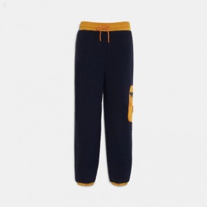 Coach Sherpa Joggers - Men's Jogger - Navy / Butterscotch | VCVD7967
