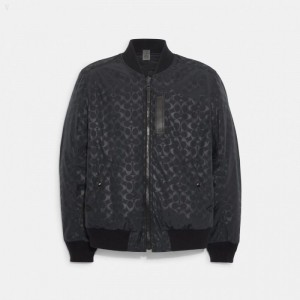 Coach Reversible Signature Ma 1 Jacket - Men's Jackets - Navy / Charcoal | JKFM6459