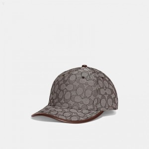 Coach Signature Jacquard Baseball Hat - Women's Hats - Oak | RZMZ1463