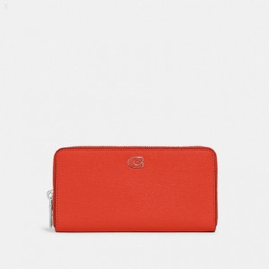 Coach Accordion Wallet With Signature Canvas Interior - Men's Wallets - Orange | JRSP5983