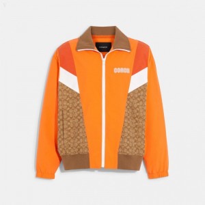Coach Track Jacket - Men's Jackets - Orange / Brown Multicolor | WKPB1003