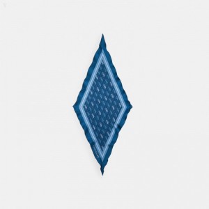 Coach Horse And Carriage Print Silk Diamond Scarf - Women's Scarves - Pale Jewel Blue | OXIH1912
