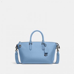 Coach Cara Satchel - Women's Satchel Bags - Pewter / Pool | HCXD2983